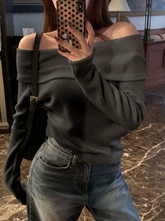 Open Shoulder Knitted T-